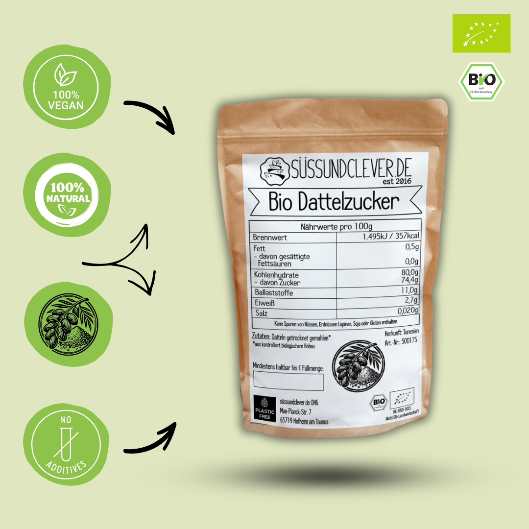 Bio Dattelzucker | Dattelsüße | Dattelpulver | 100% gemahlene Datteln