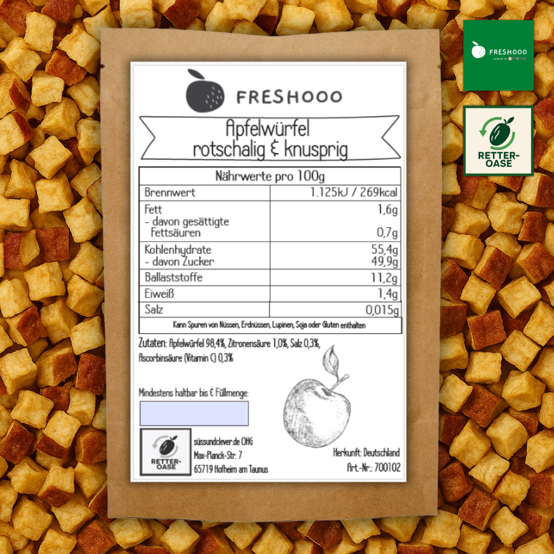 freshooo® Apfelwürfel | rotschalig | aus Europa