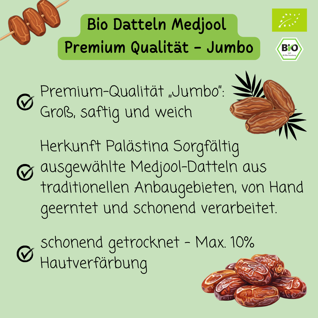 Bio Datteln Medjool | Premium Qualität | weich & saftig | Jumbo XL