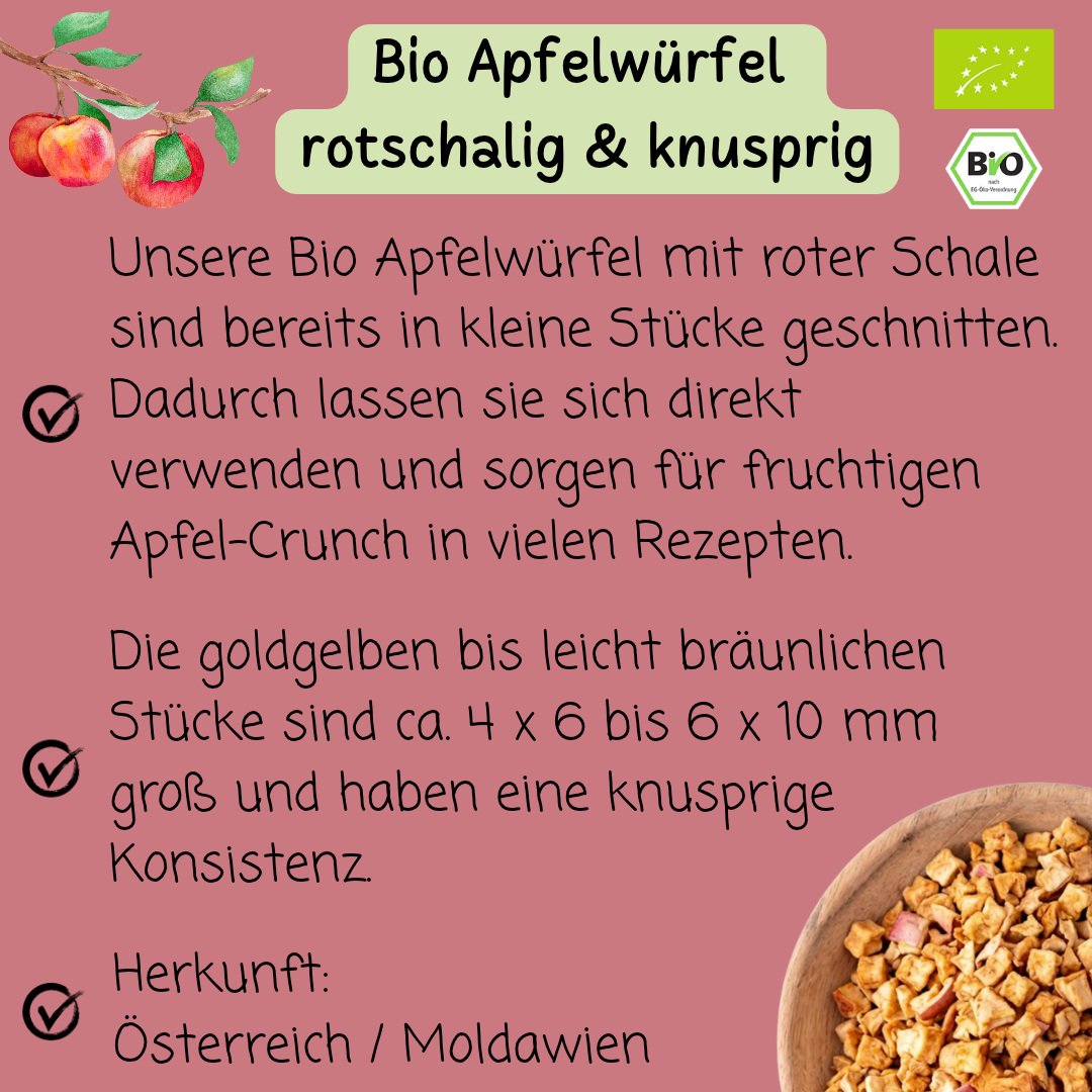 Bio Apfelwürfel | rotschalig | knusprig