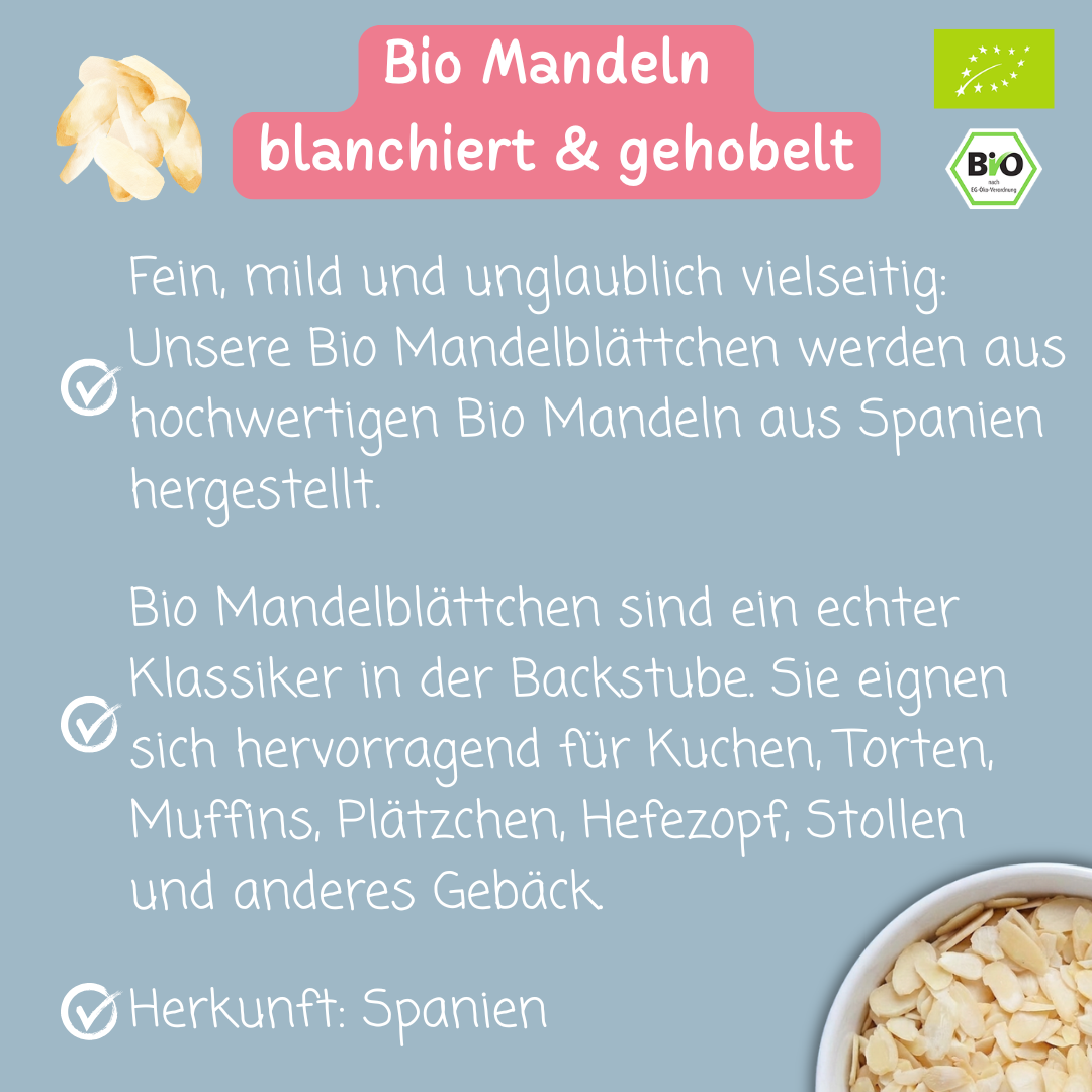 Bio Mandeln | blanchiert & gehobelt | Mandelblättchen