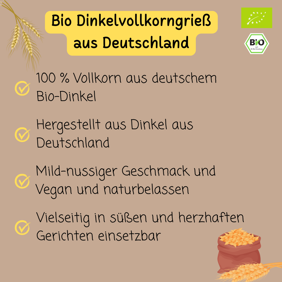 Bio Dinkelgrieß | Vollkorn | aus Deutschland