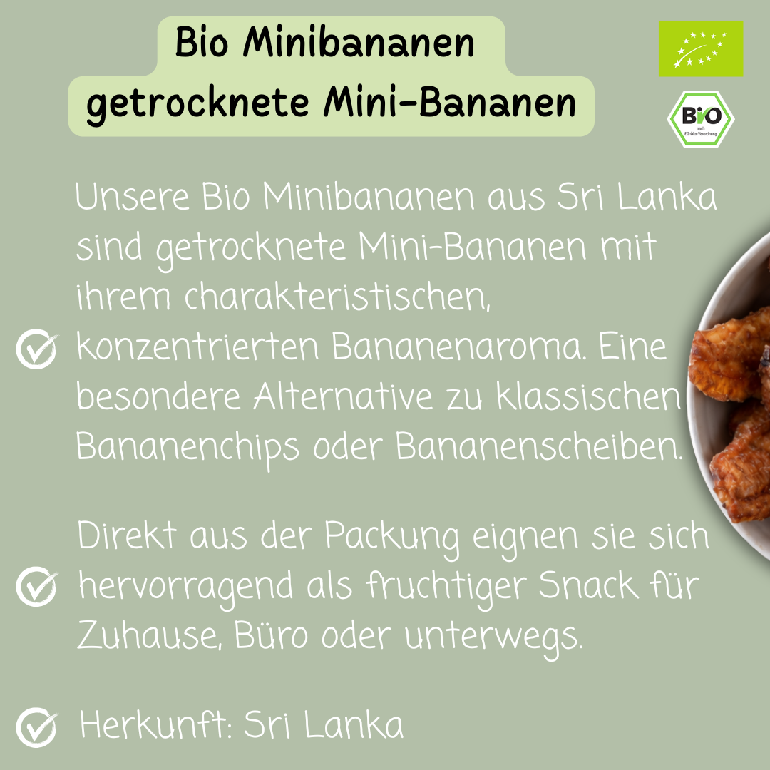 Bio Minibananen | getrocknete Mini-Bananen | fruchtig & aromatisch