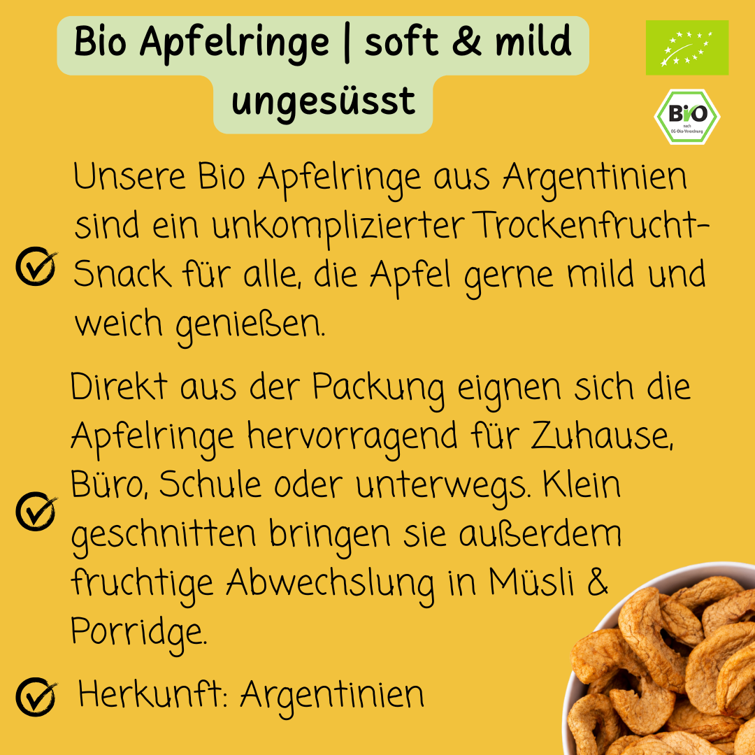 Bio Apfelringe | soft & mild | ungesüsst | aus Argentinien