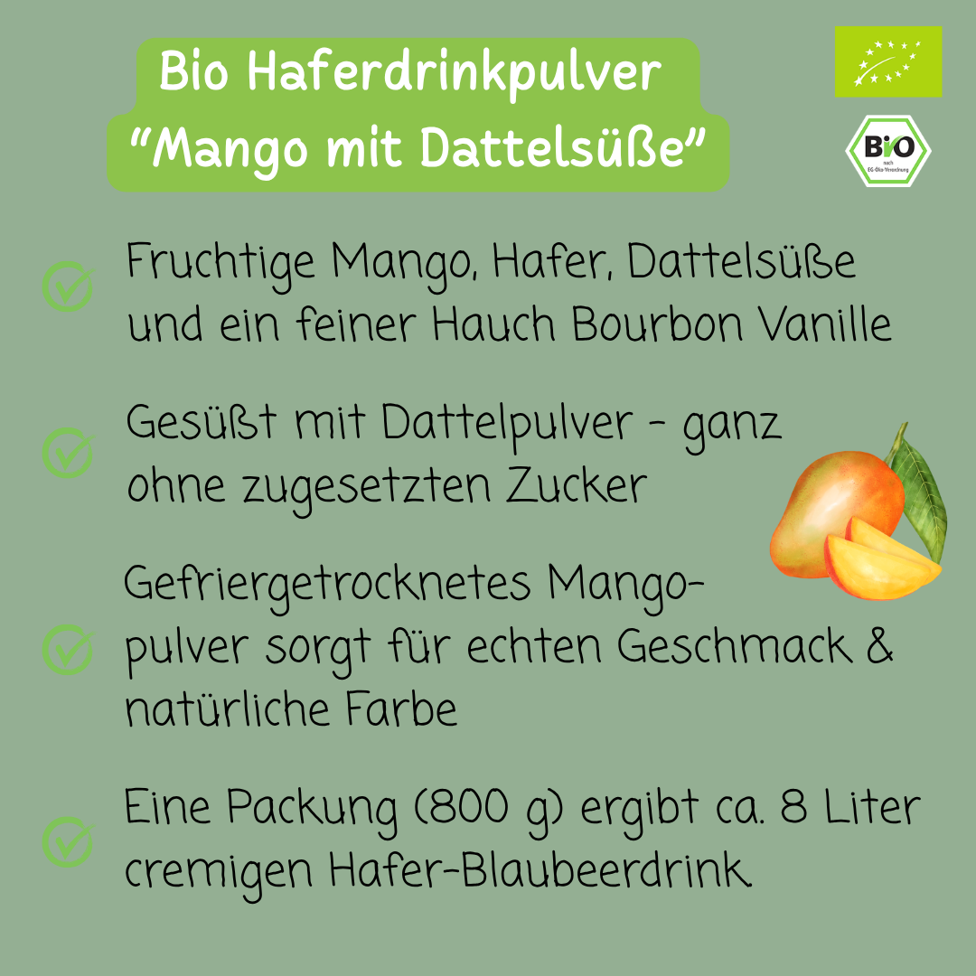 Bio Haferdrinkpulver | Mango mit Dattelsüße | vegan