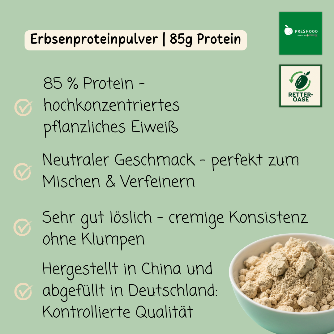 freshooo® Erbsenproteinpulver | 85g Protein