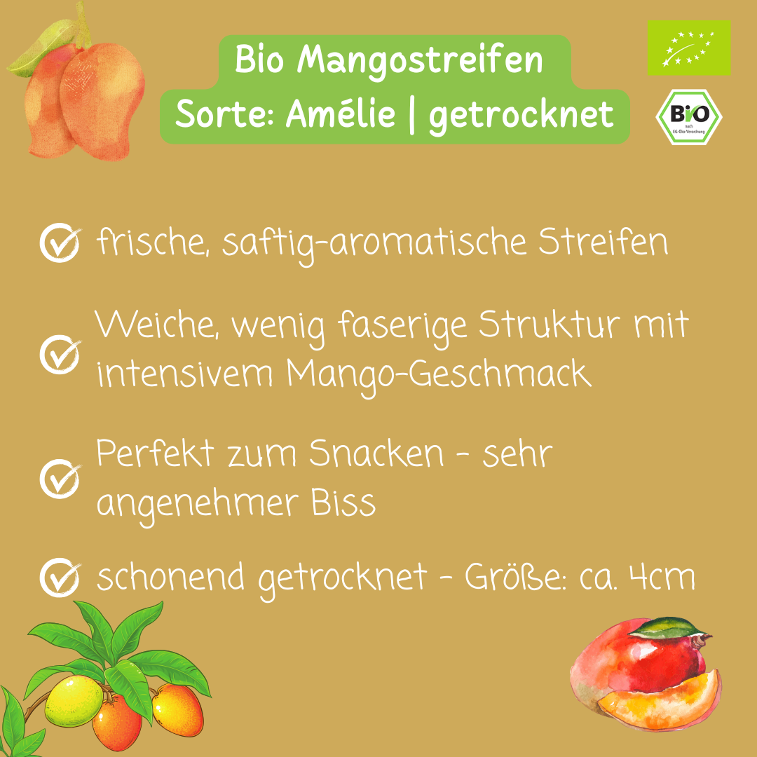 Bio Mangostreifen | Sorte: Amélie | getrocknet