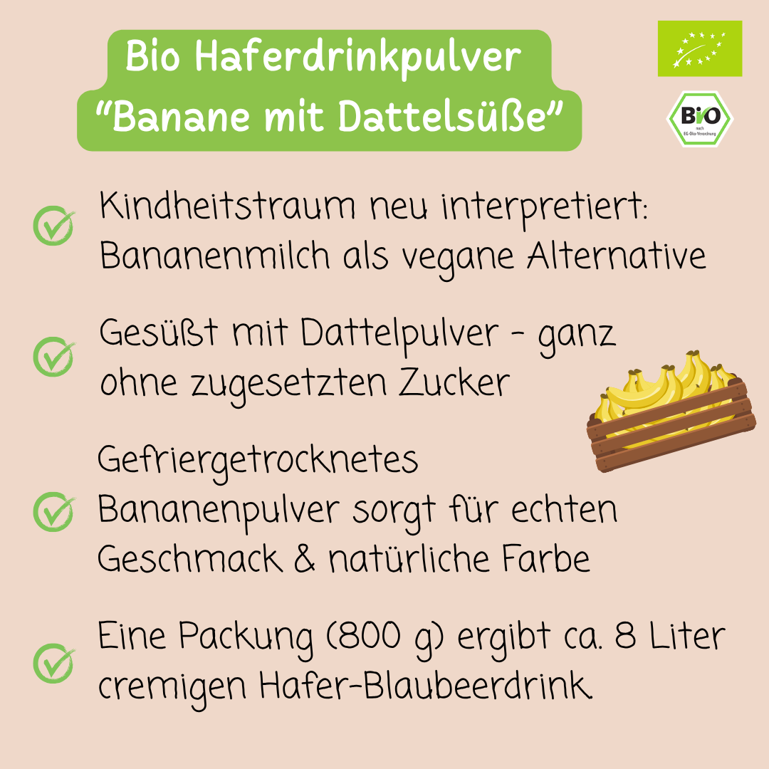 Bio Haferdrinkpulver | Banane mit Dattelsüße | vegan