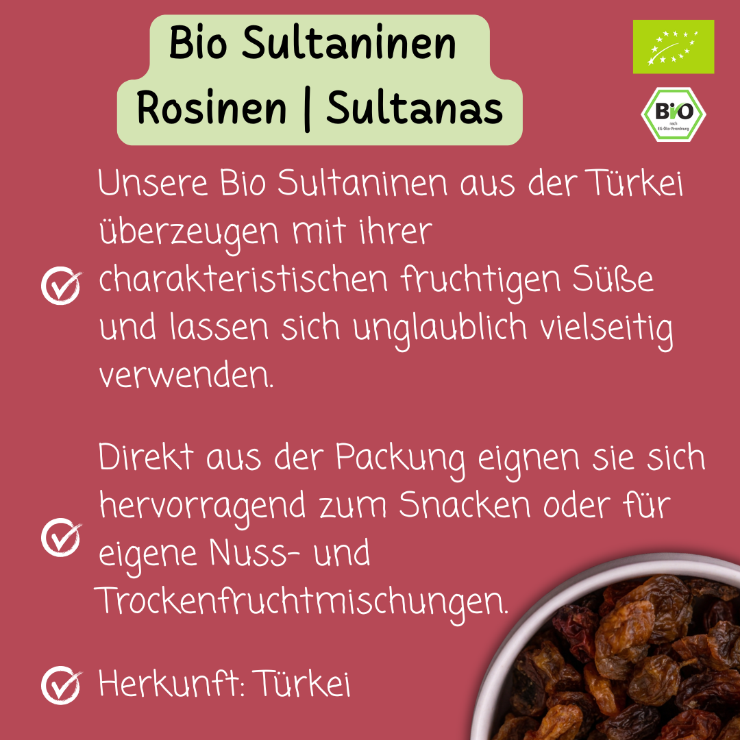 Bio Sultaninen | Rosinen | Sultanas | fruchtig-süß