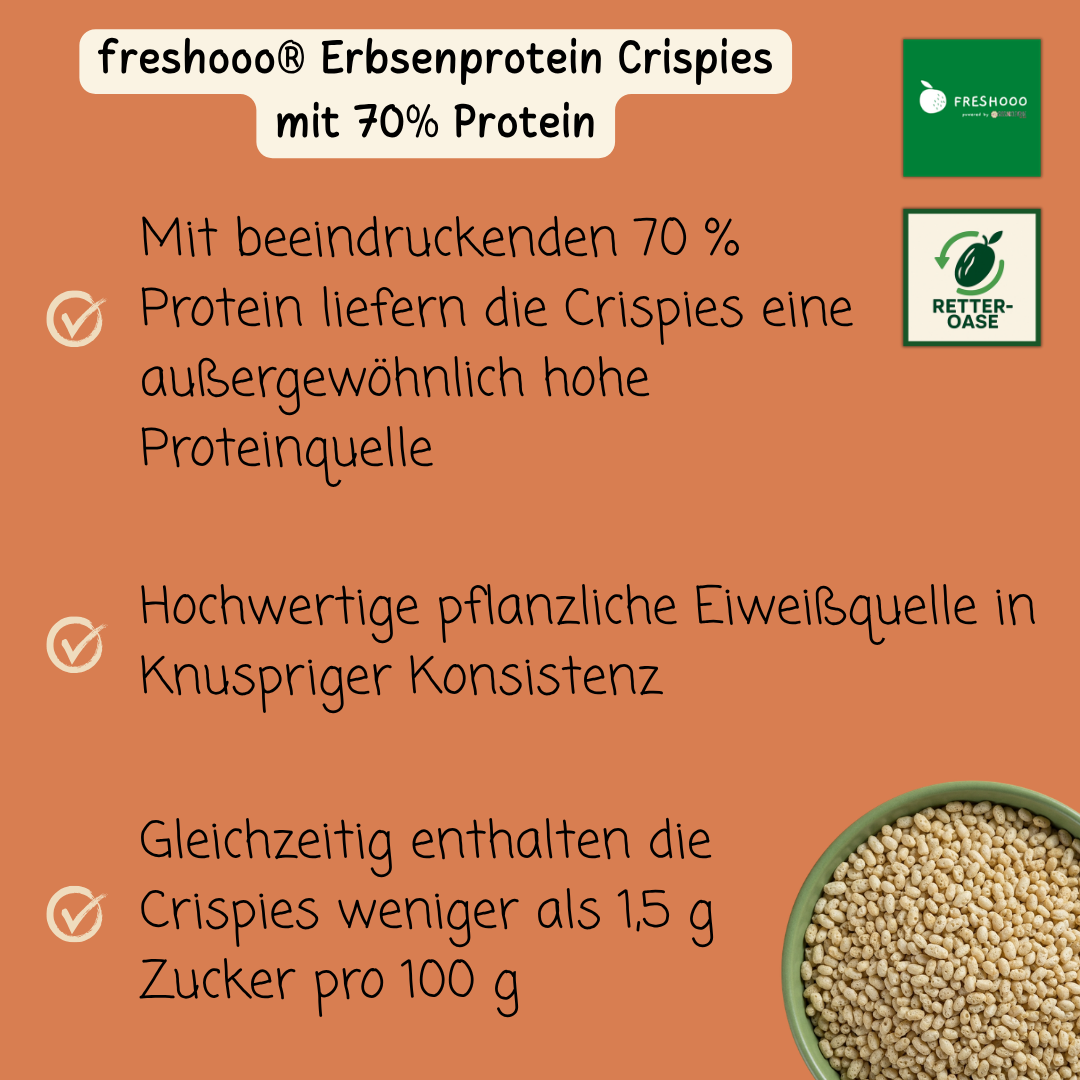 freshooo® Erbsenprotein Crispies | mit 70% Protein