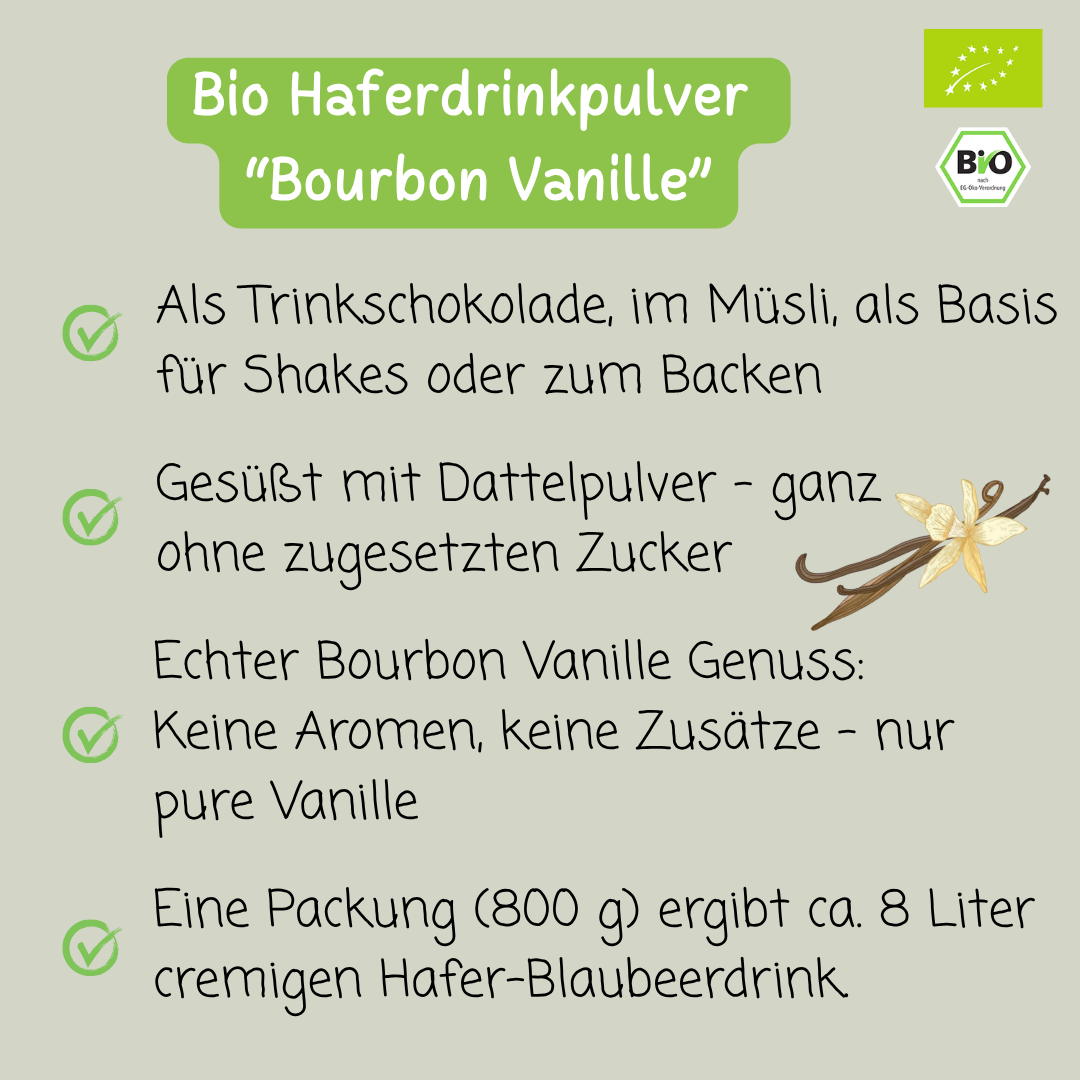 Bio Haferdrinkpulver | Bourbon Vanille mit Dattelsüße | vegan