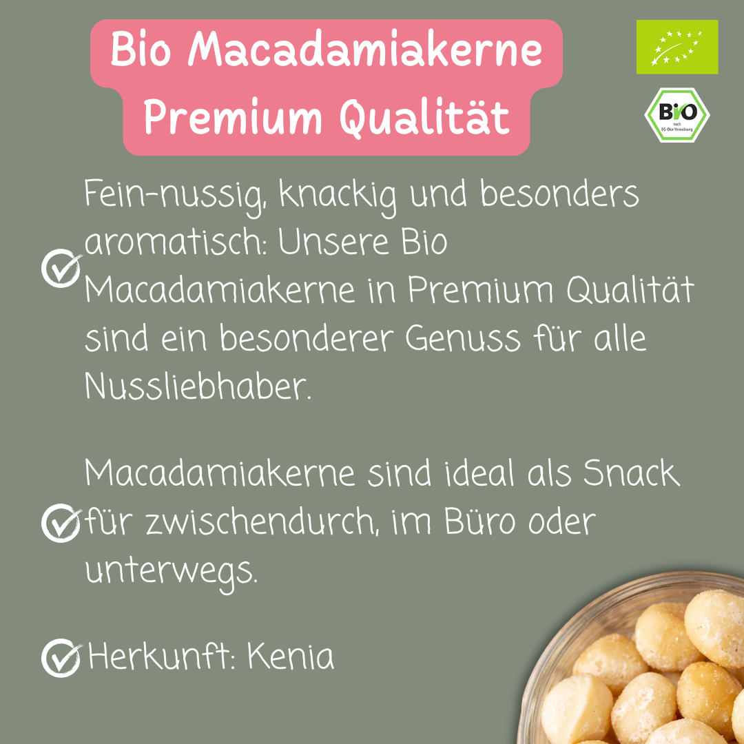 Bio Macadamiakerne | Macadamianüsse | Premium Qualität