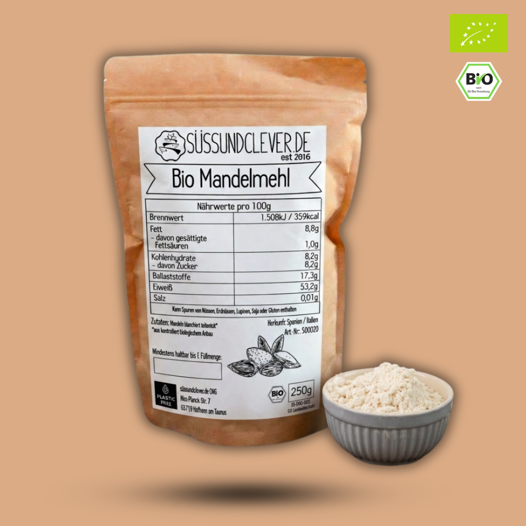 Bio Mandelmehl | weiß | Mandelprotein | kaltgepresst | stark entölt