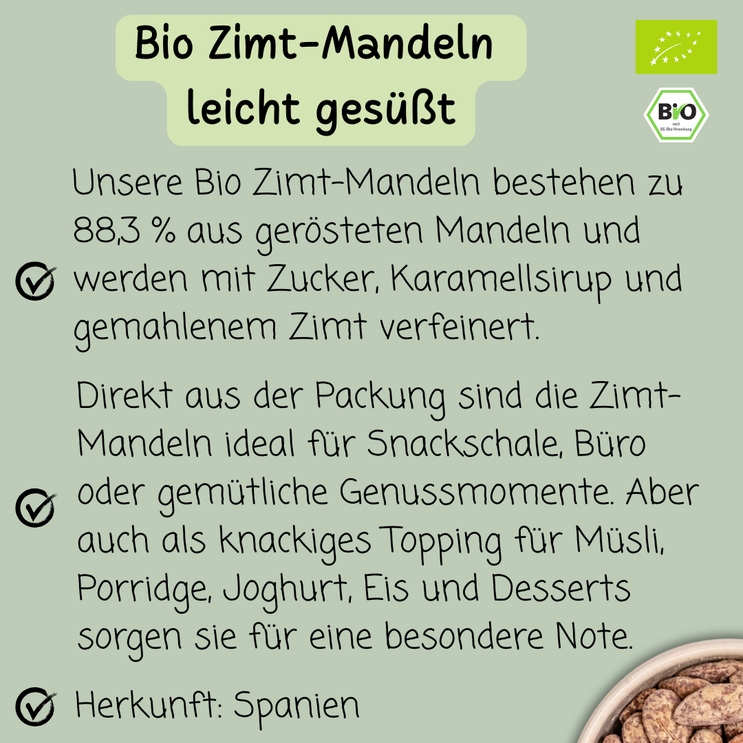 Bio Zimt-Mandeln | geröstet und leicht gesüßt