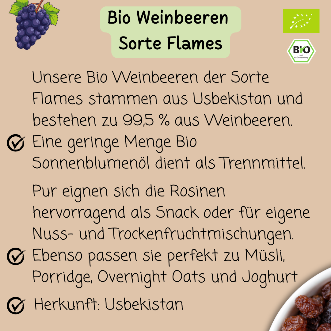 Bio Weinbeeren | Rosinen | Sorte Flames