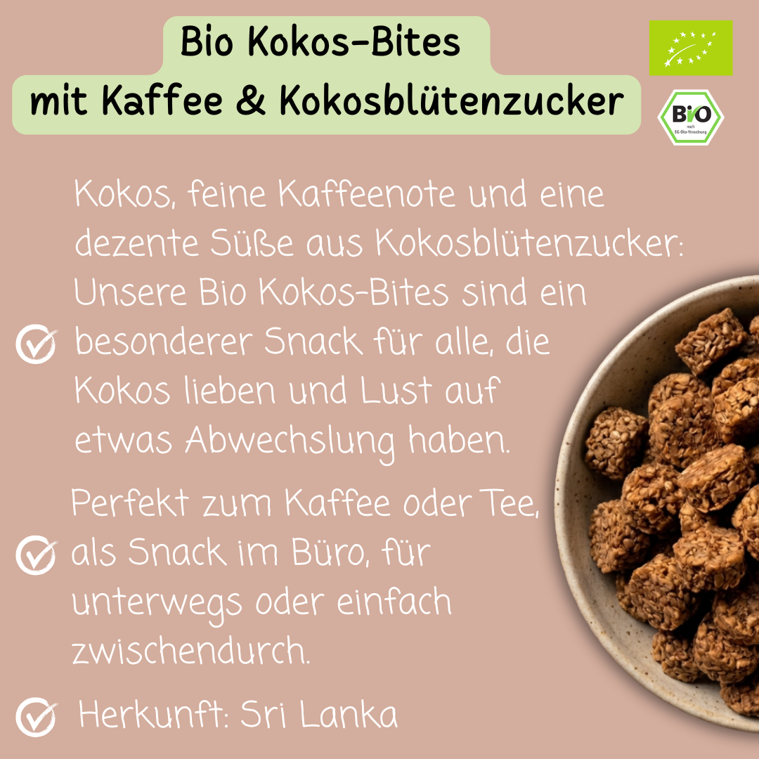 Bio Kokos-Bites | mit Kaffeepulver & Kokosblütenzucker | vegan