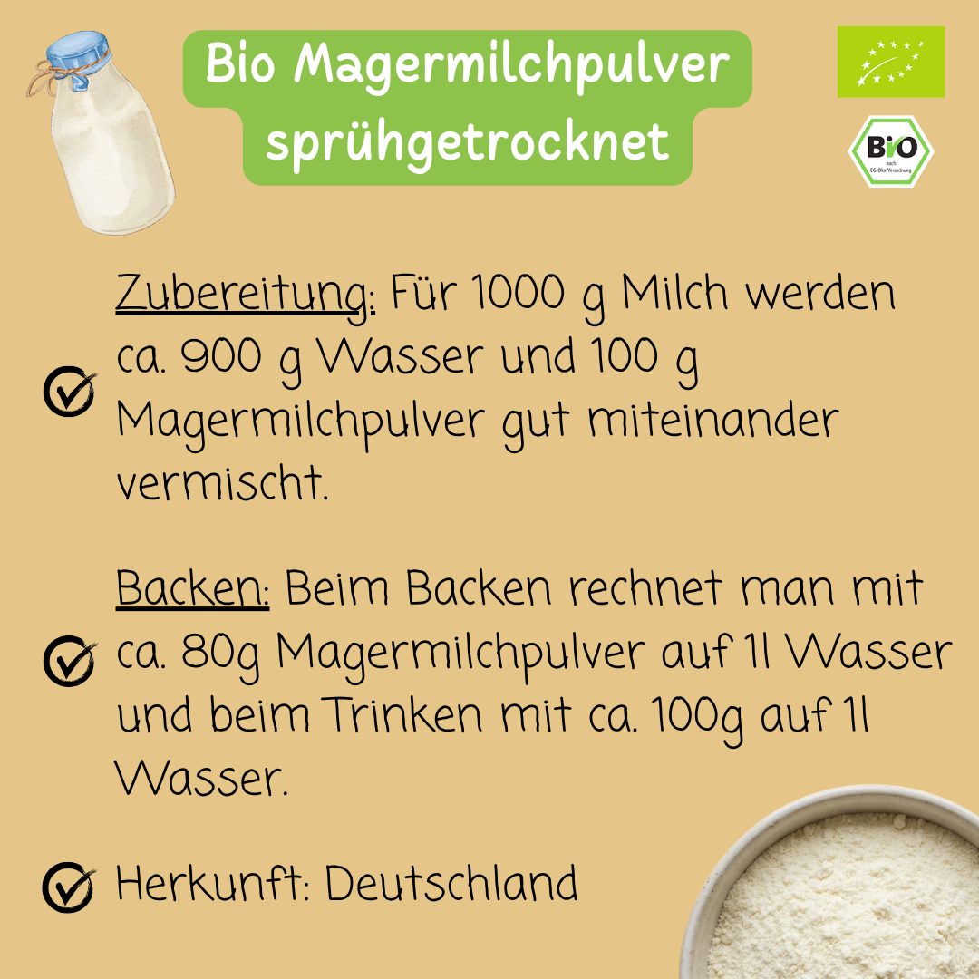 Bio Magermilchpulver | sprühgetrocknet | aus Deutschland