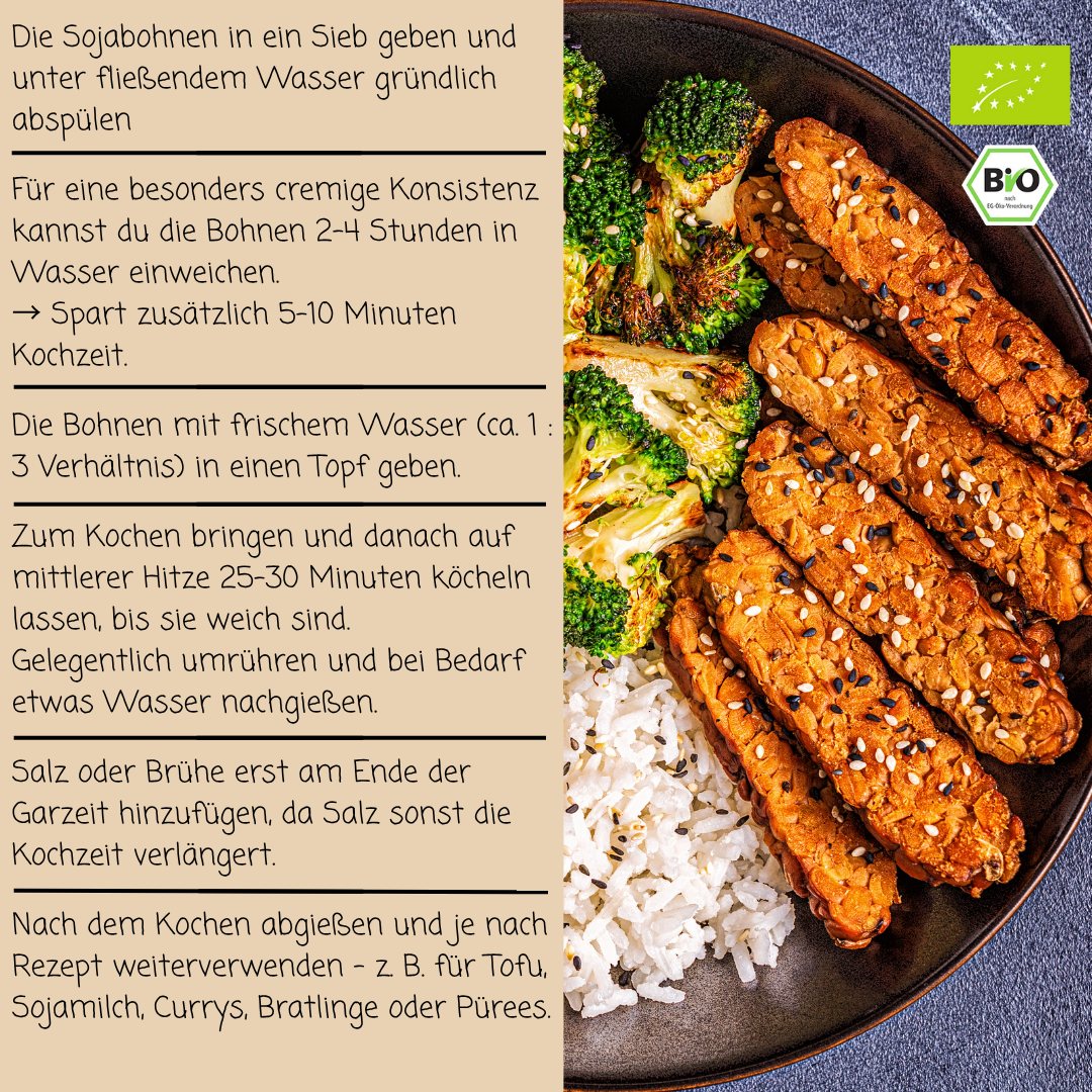 Bio Sojabohnen geschält | ideal für Tofu, Sojamilch, Currys, Bratlinge oder Pürees