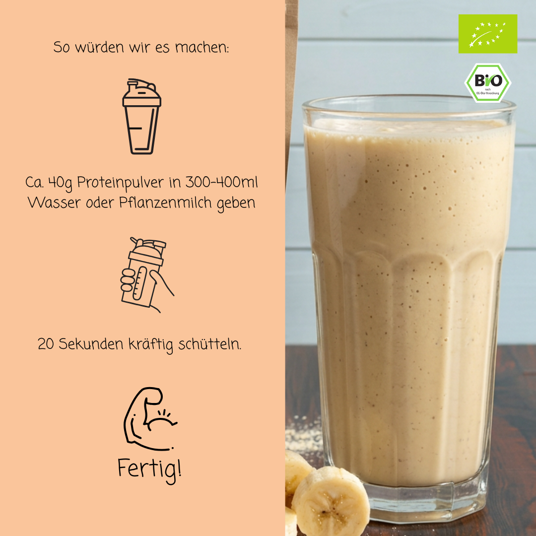Bio Proteinpulver | "Banana-Punch" | Vegan & 52% Protein | mit Dattelsüße