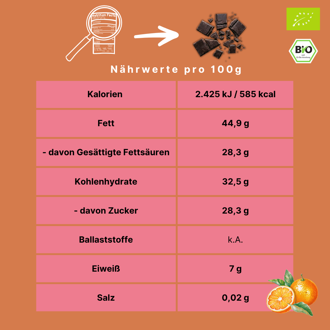 Bio Schokolade | Zartbitter-Orange | mit 70% Kakaoanteil | vegan