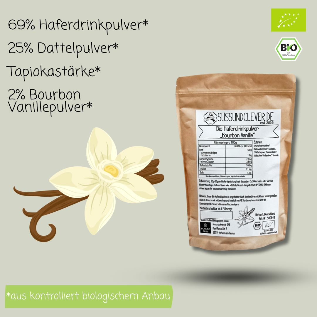 Bio Haferdrinkpulver | Bourbon Vanille mit Dattelsüße | vegan