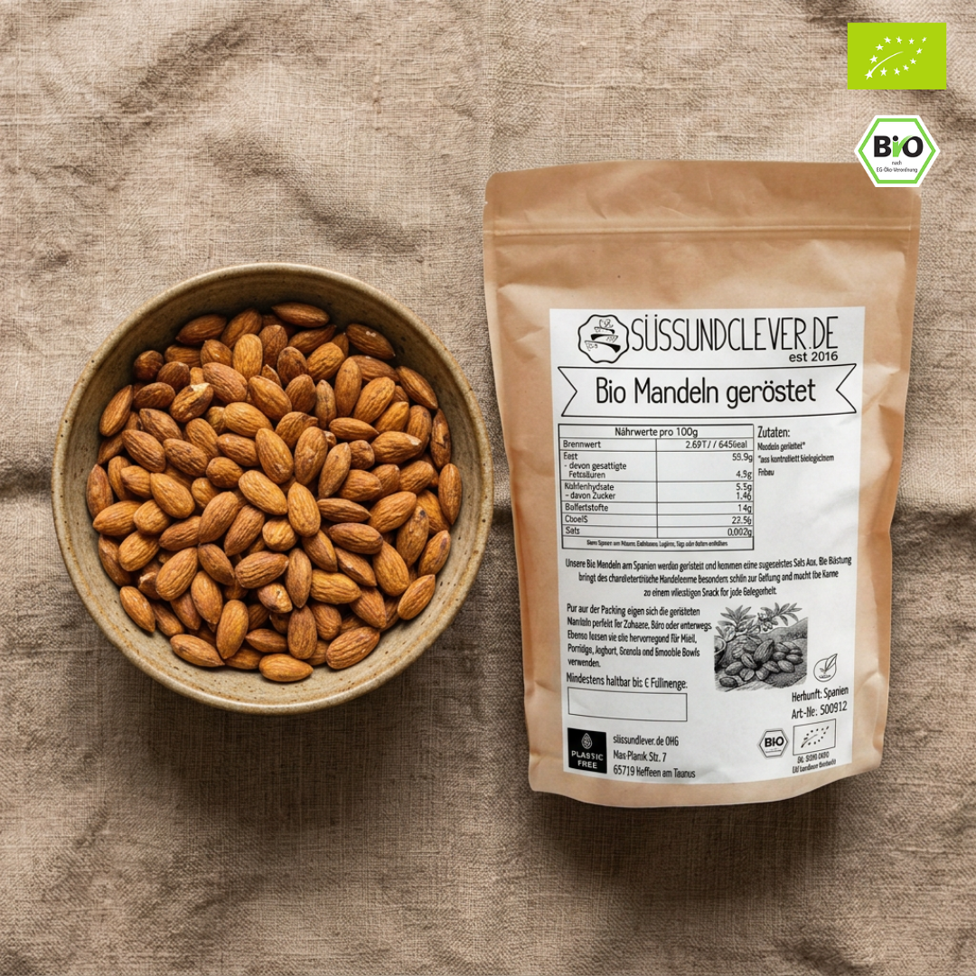 Bio Mandeln geröstet | ungesalzen | aromatisch & knackig | aus Spanien