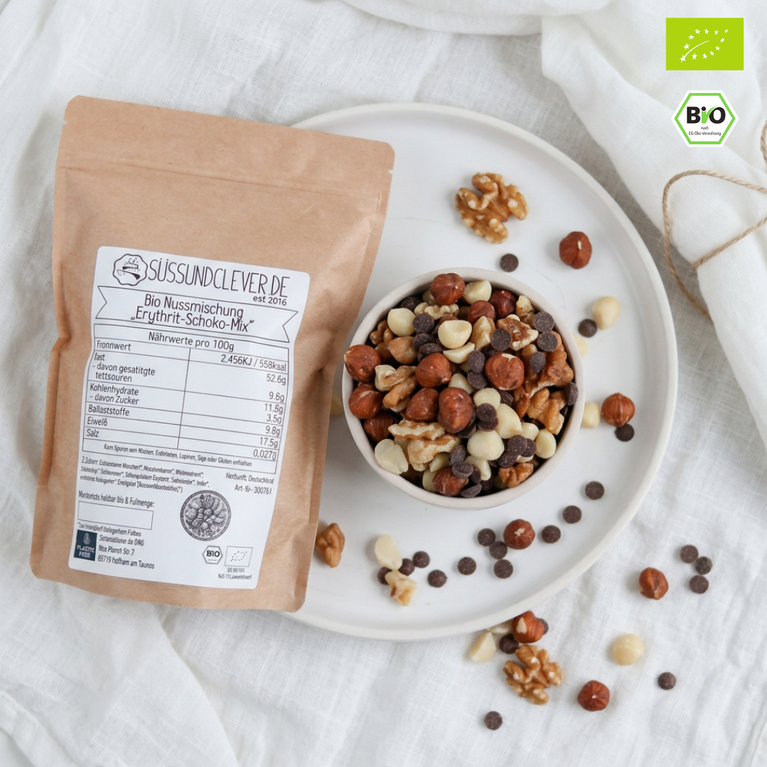 Bio Nussmischung „Erythrit-Schoko-Mix“ | mit Erythrit-Schokodrops