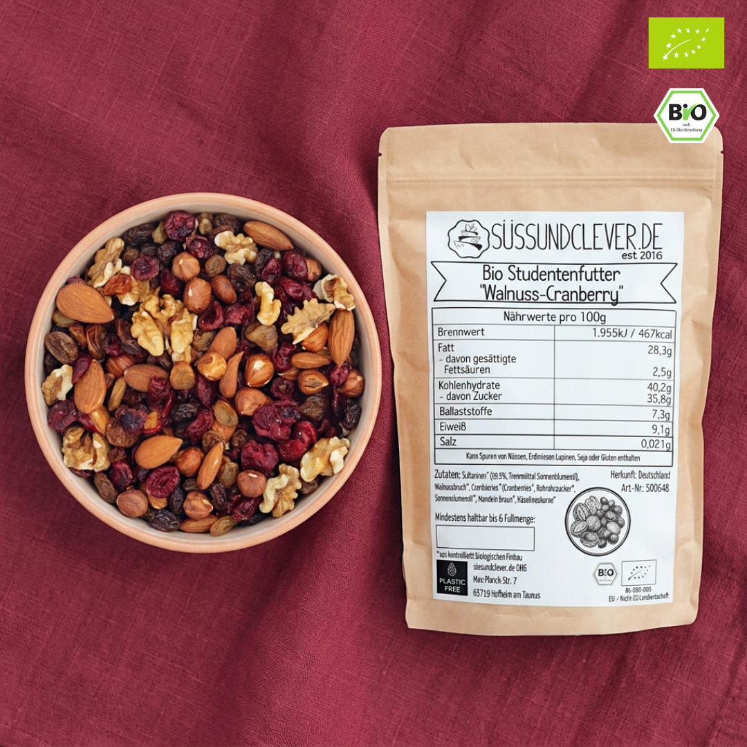 Bio Studentenfutter | "Walnuss-Cranberry" | fruchtig-knackig