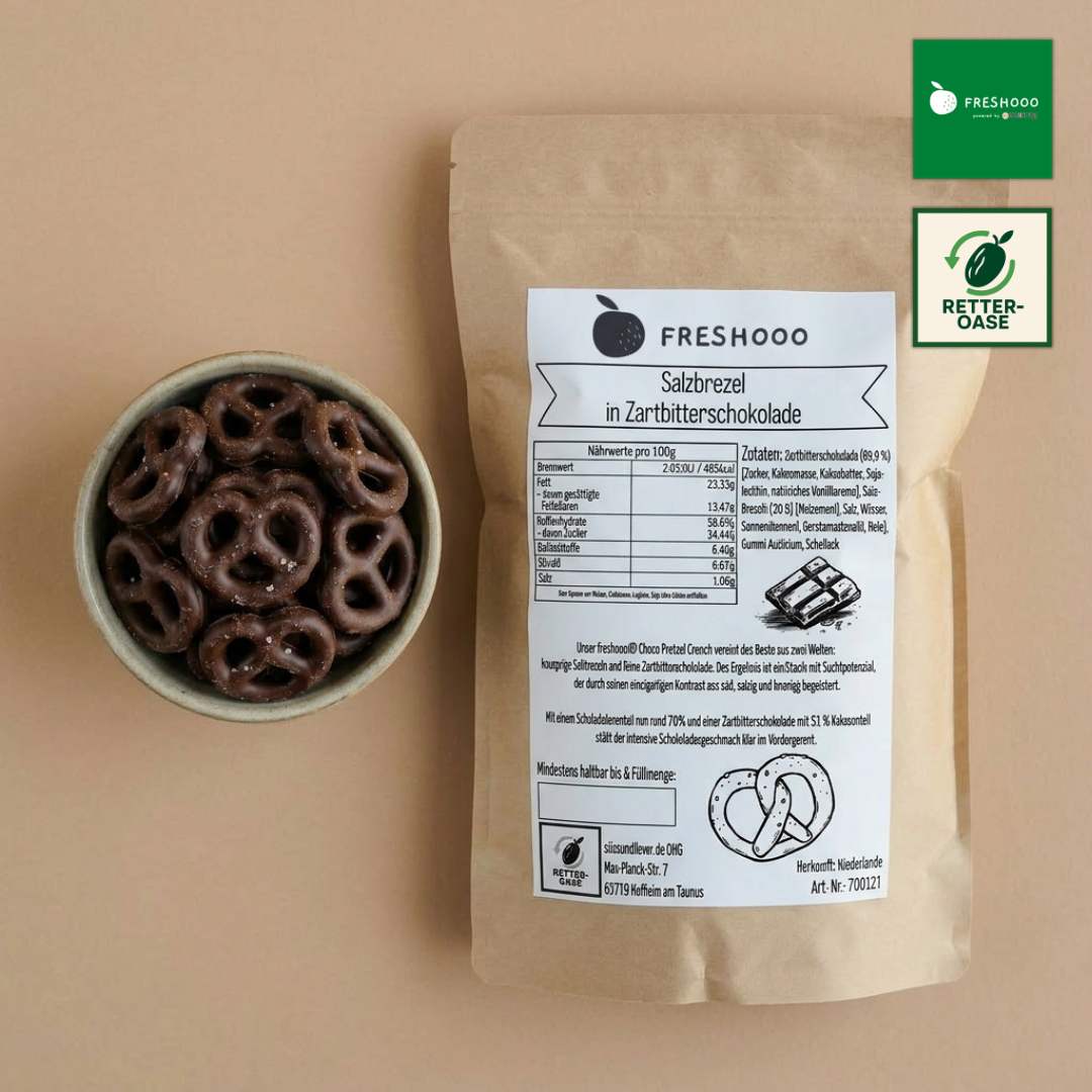 freshooo® Choco Pretzel Crunch | Salzbrezeln in Zartbitterschokolade
