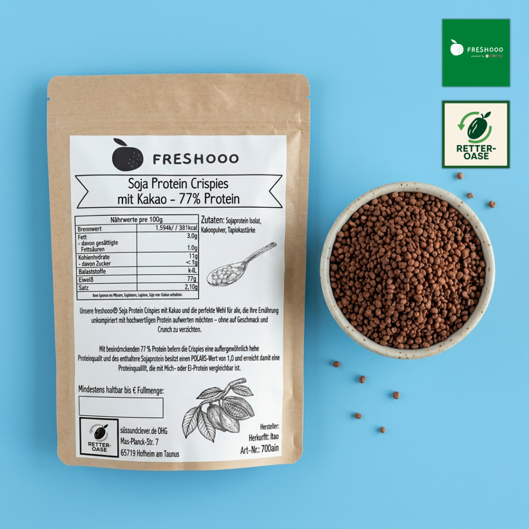 freshooo® Soja Protein Crispies | mit Kakao | mit 77% Protein