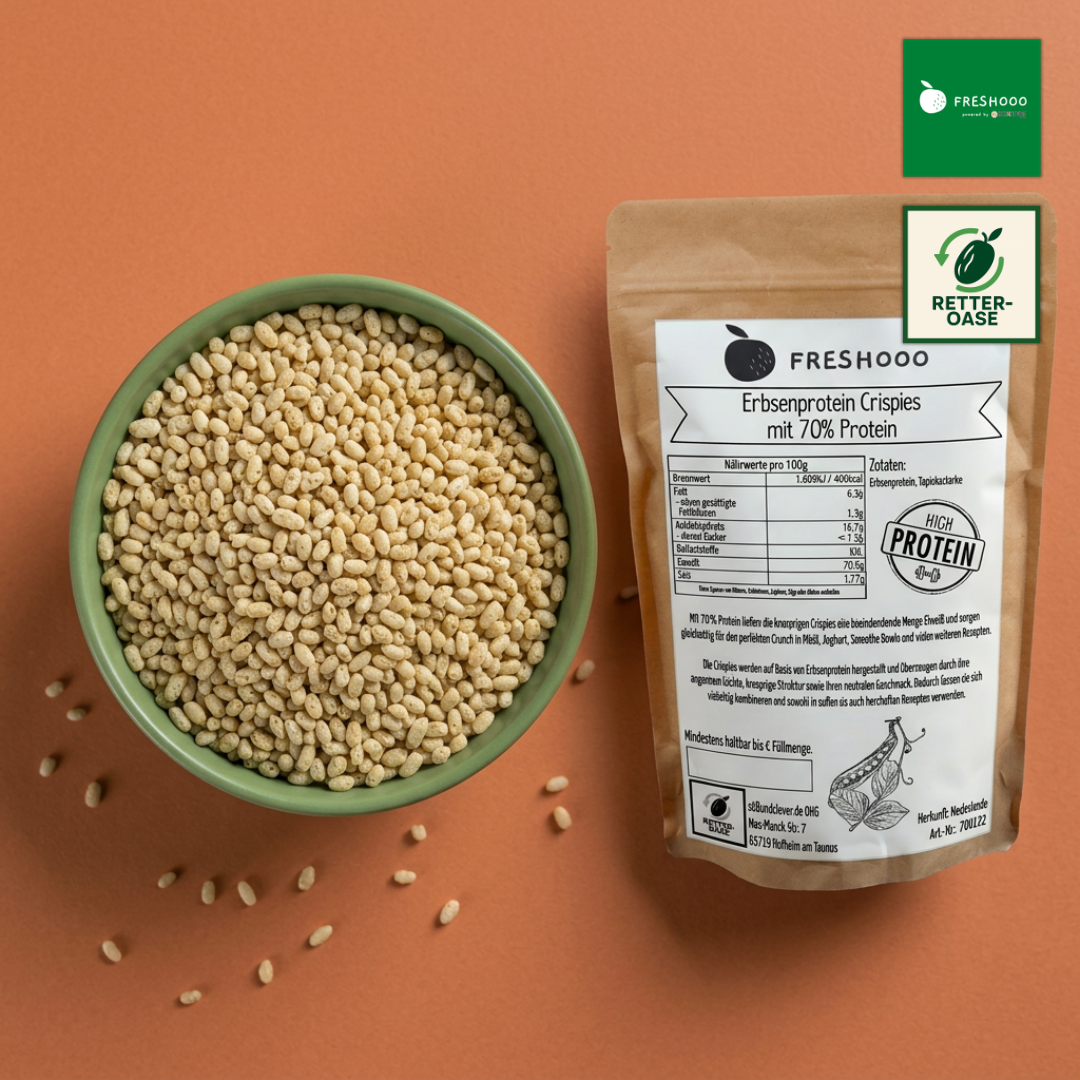 freshooo® Erbsenprotein Crispies | mit 70% Protein