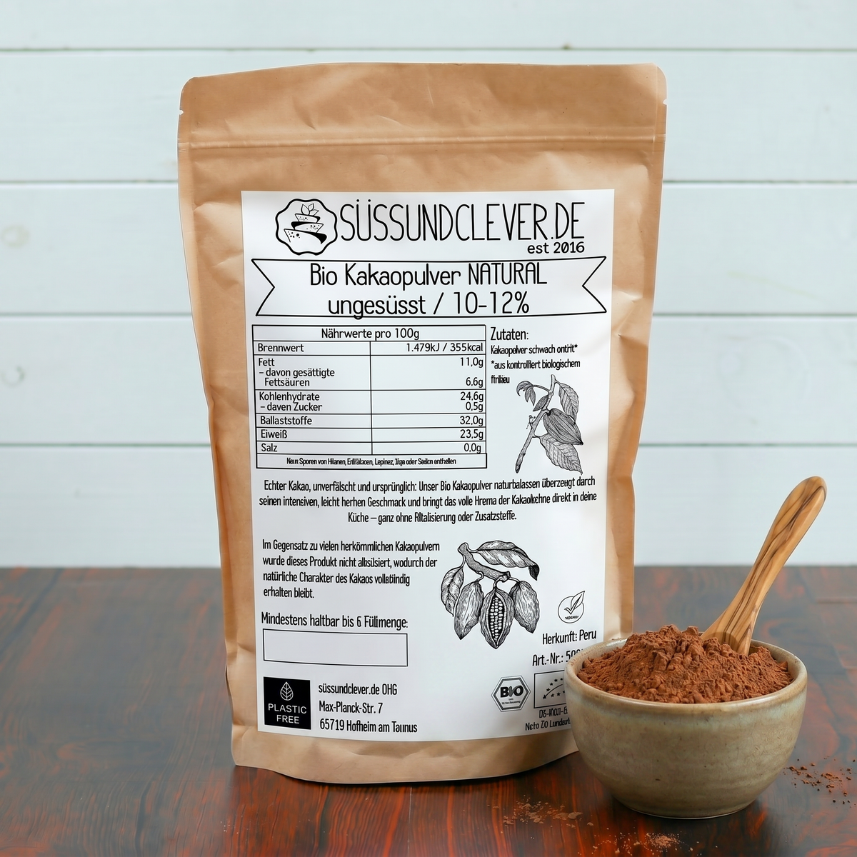 Bio Kakaopulver | NATURAL | ungesüsst & ohne Alkalisierung | 10-12%