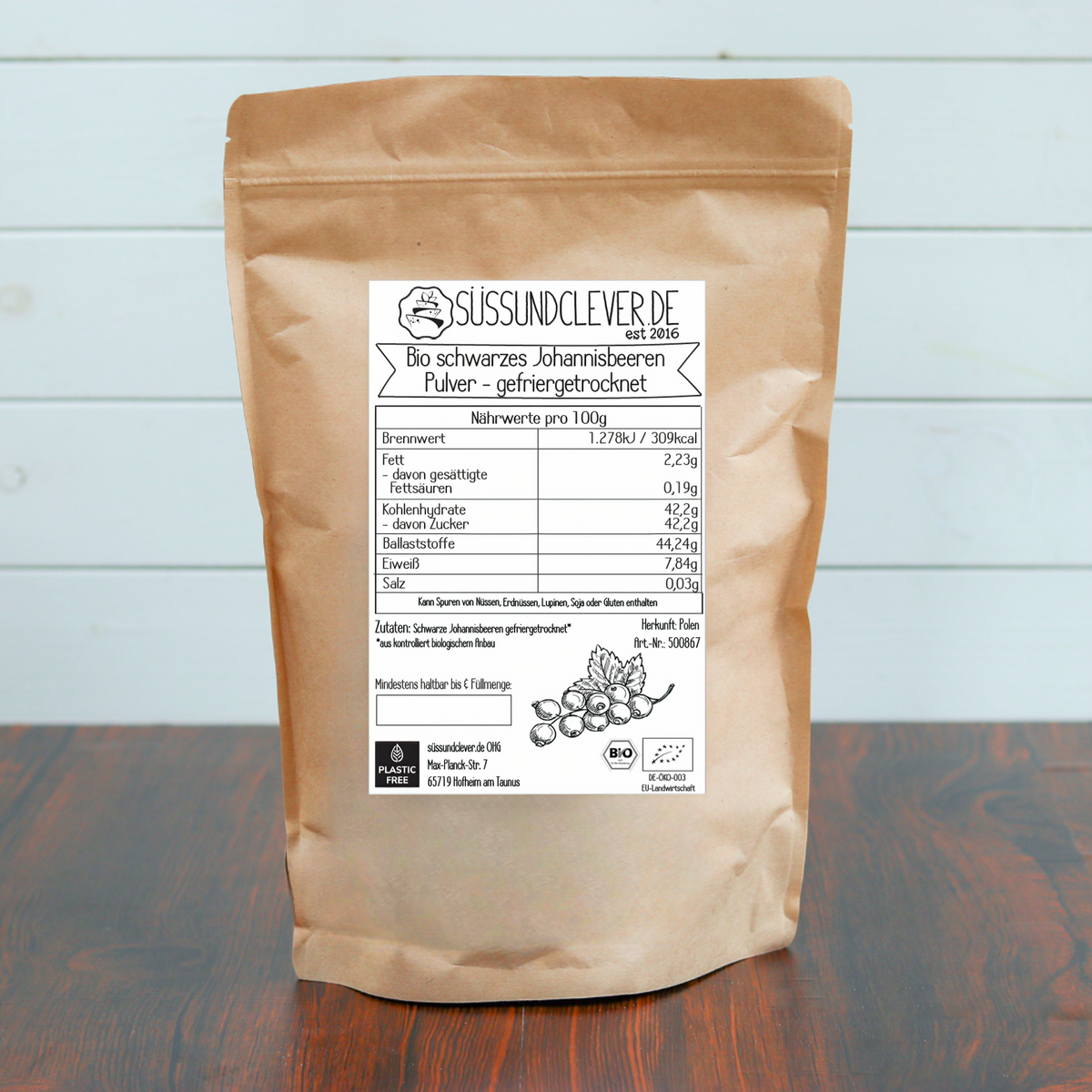 Bio schwarzes Johannisbeeren Pulver | gefriergetrocknet