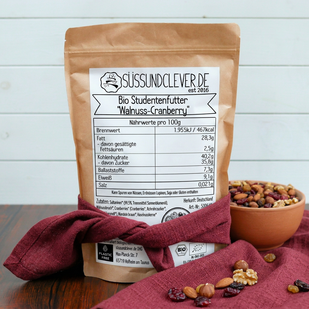 Bio Studentenfutter | "Walnuss-Cranberry" | fruchtig-knackig