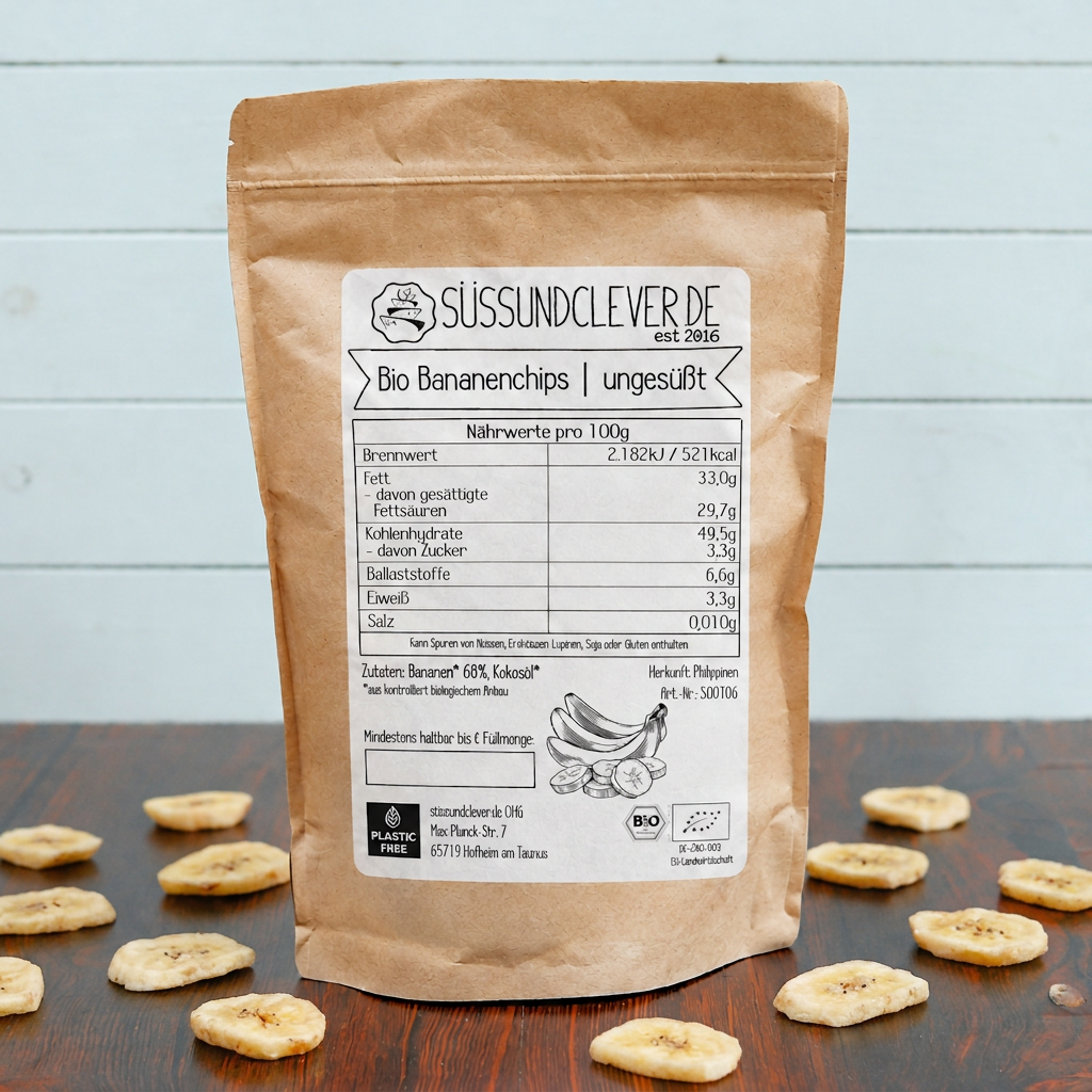 Bio Bananenchips | ungesüßt | mit Kokosöl | knusprig & aromatisch