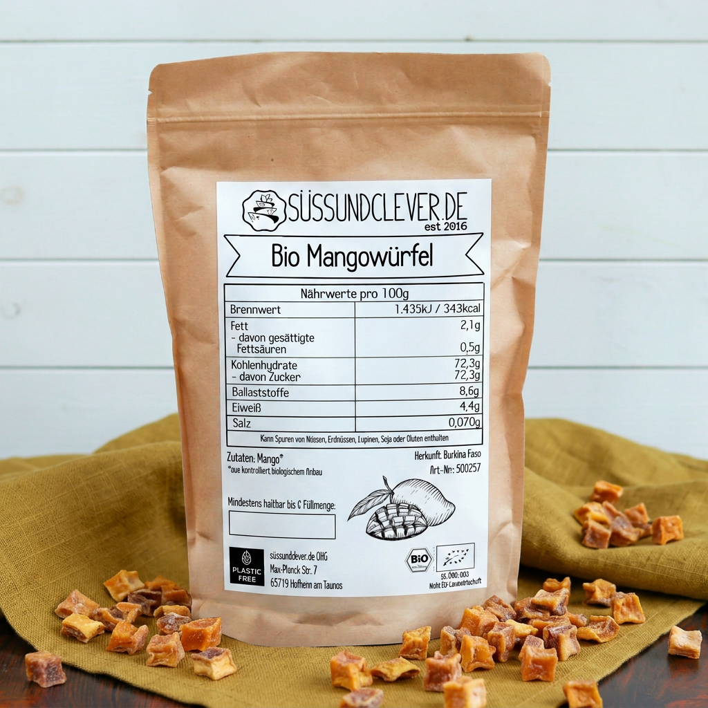 Bio Mangowürfel | gehackte Mango | Rohkost