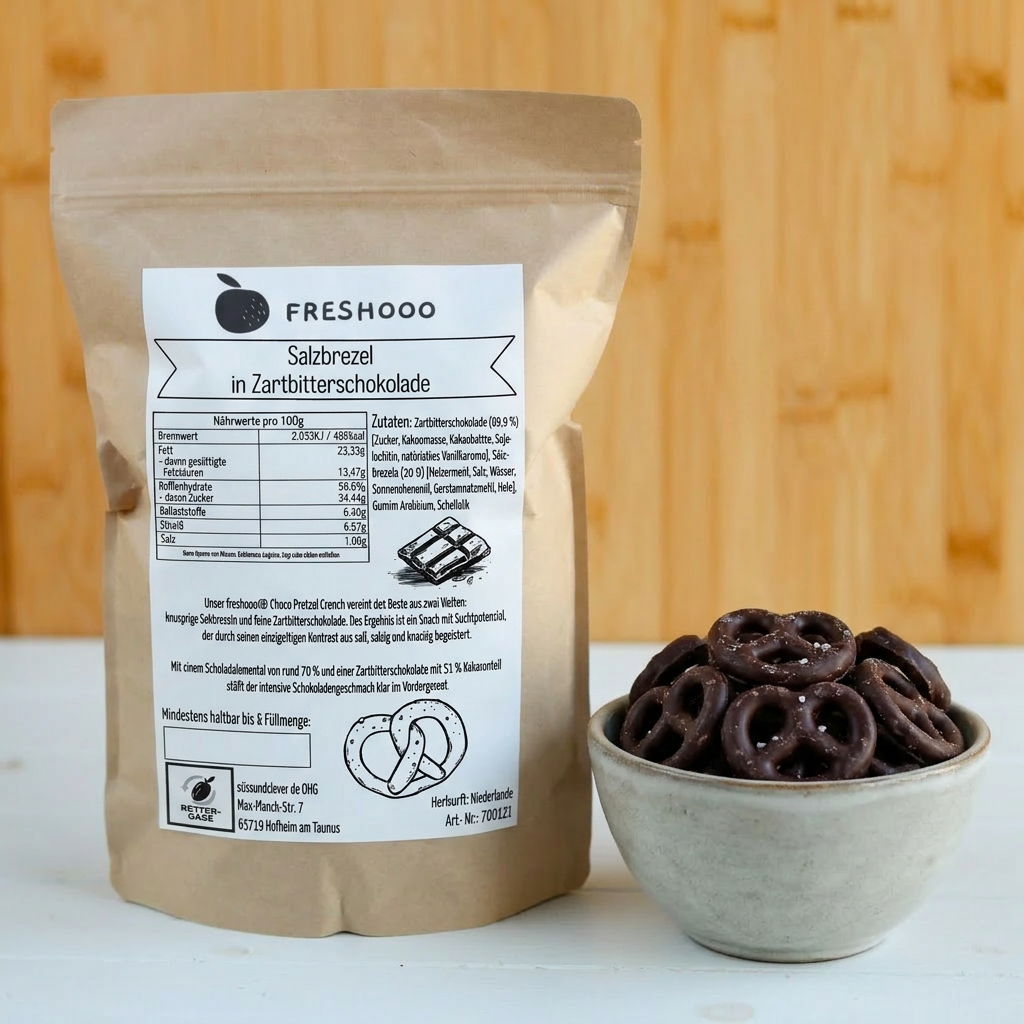freshooo® Choco Pretzel Crunch | Salzbrezeln in Zartbitterschokolade