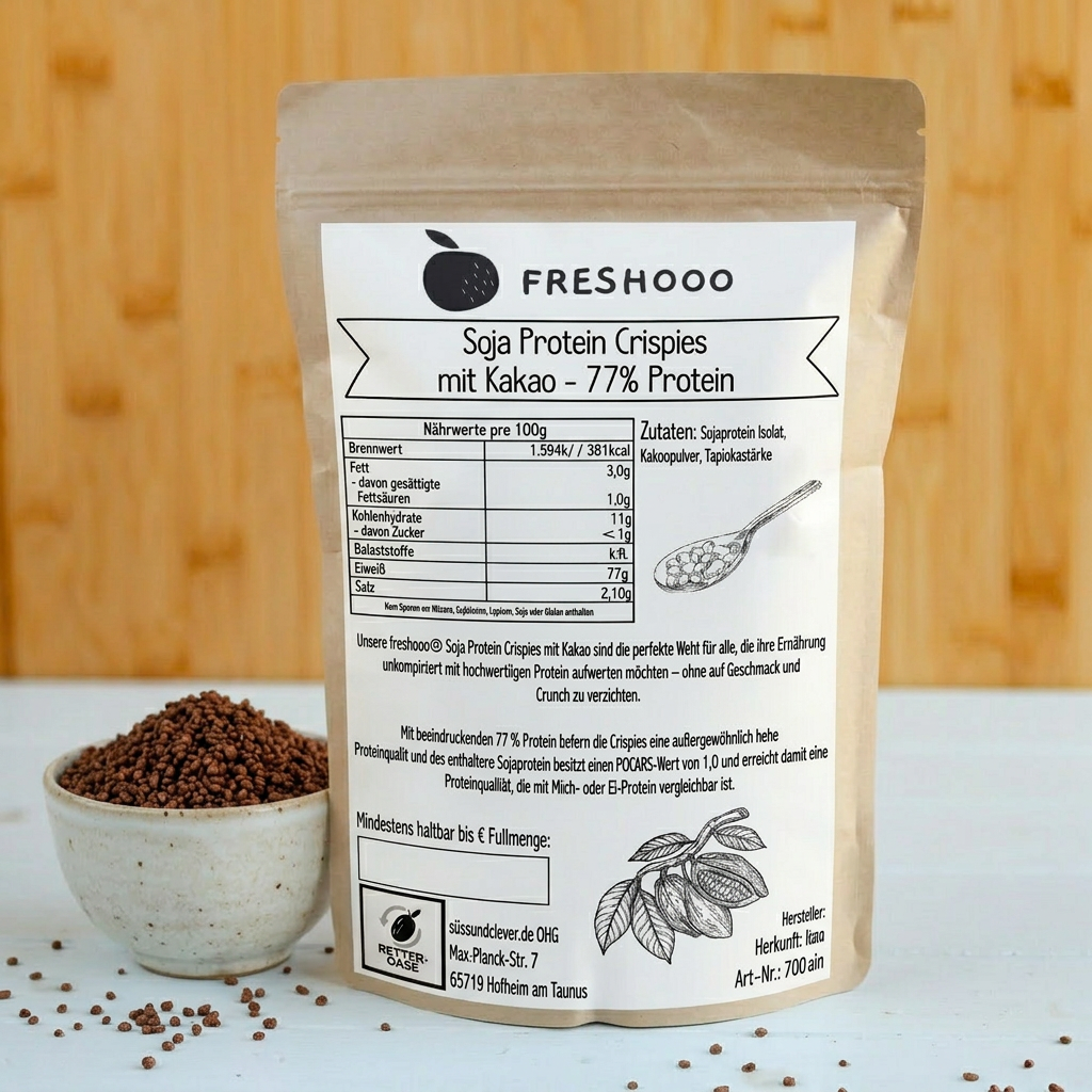 freshooo® Soja Protein Crispies | mit Kakao | mit 77% Protein