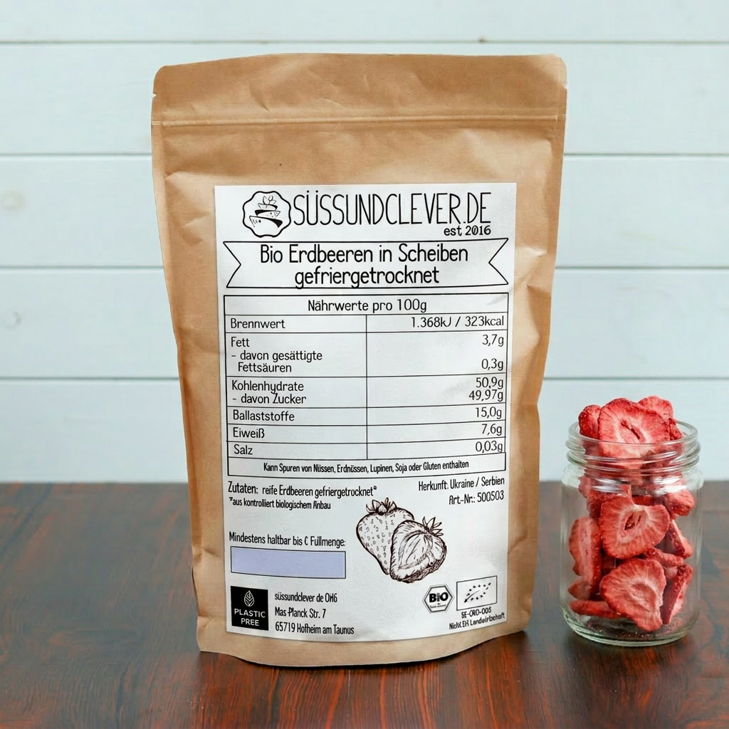 Bio Erdbeeren | in Scheiben | gefriergetrocknet