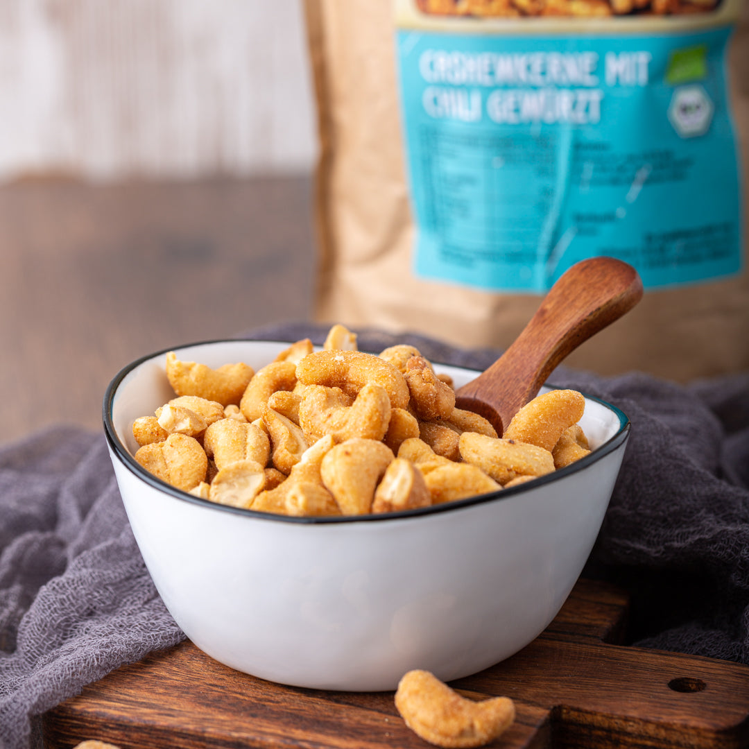 Bio Cashewkerne | geröstet & gesalzen | mit Chili