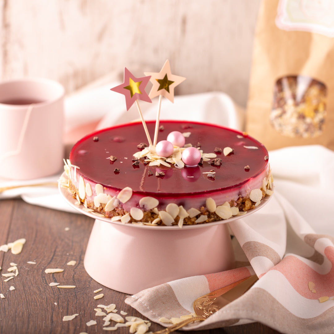 Kirsch-Mandel-Joghurt Kuchen | No bake & vegan