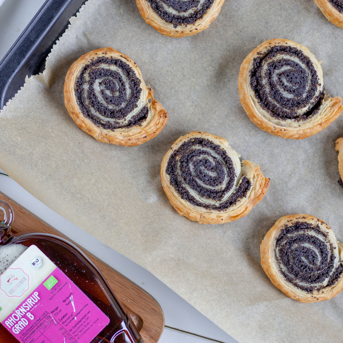 Mohnschnecken mit Ahornsirup | nur 3 Zutaten
