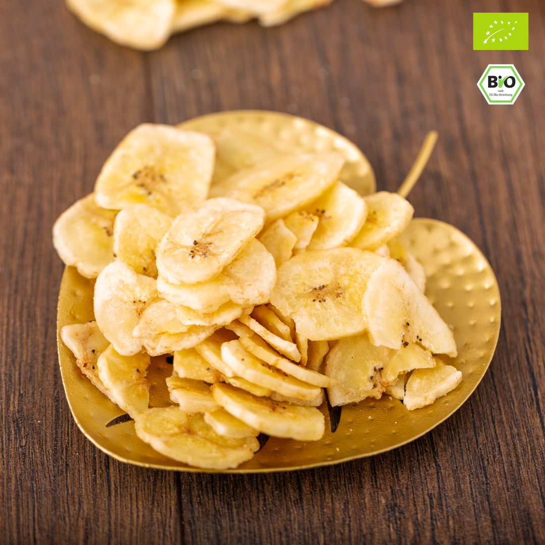 Bio Bananenchips | mit Rohrzucker gesüßt | knusprig & aromatisch