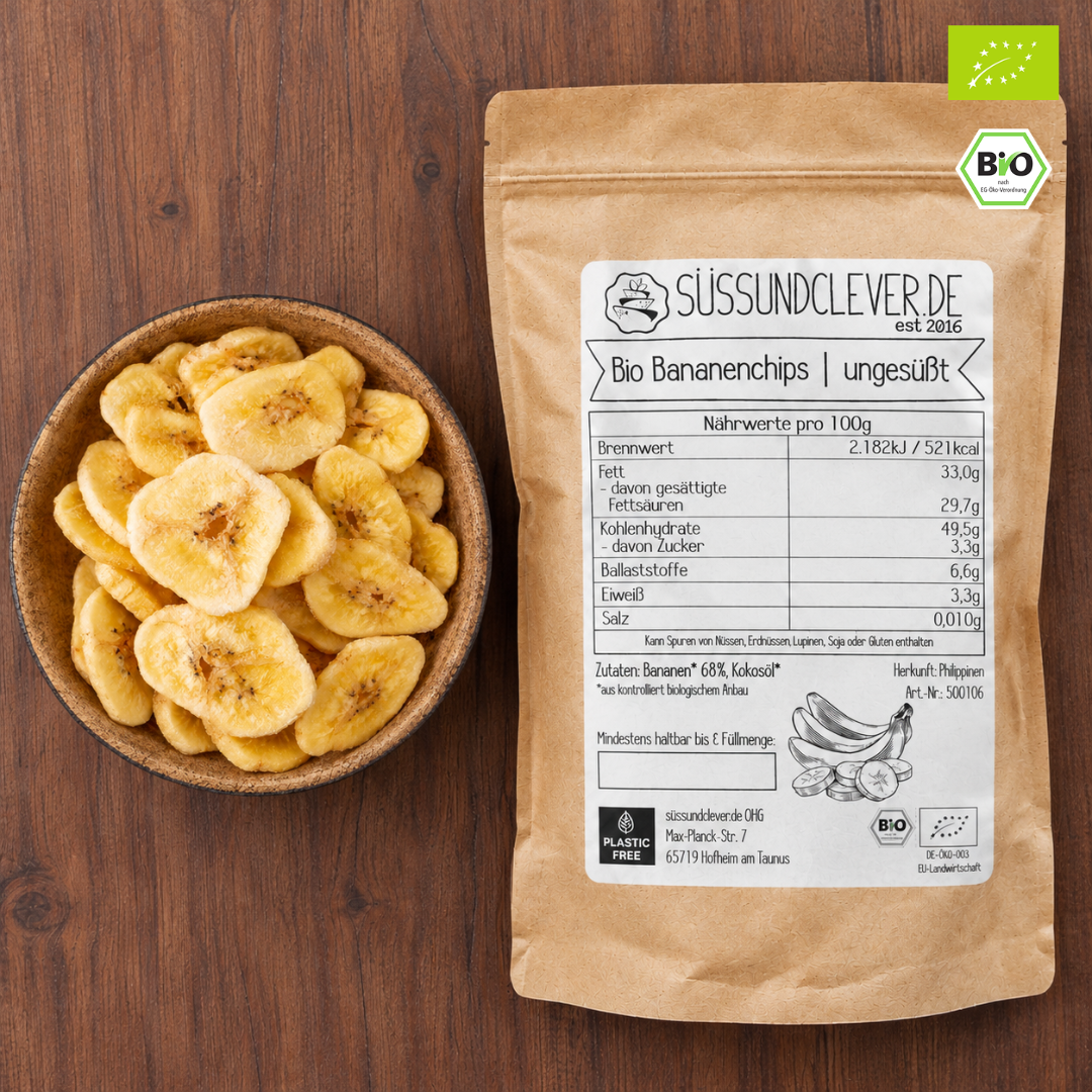 Bio Bananenchips | ungesüßt | mit Kokosöl | knusprig & aromatisch