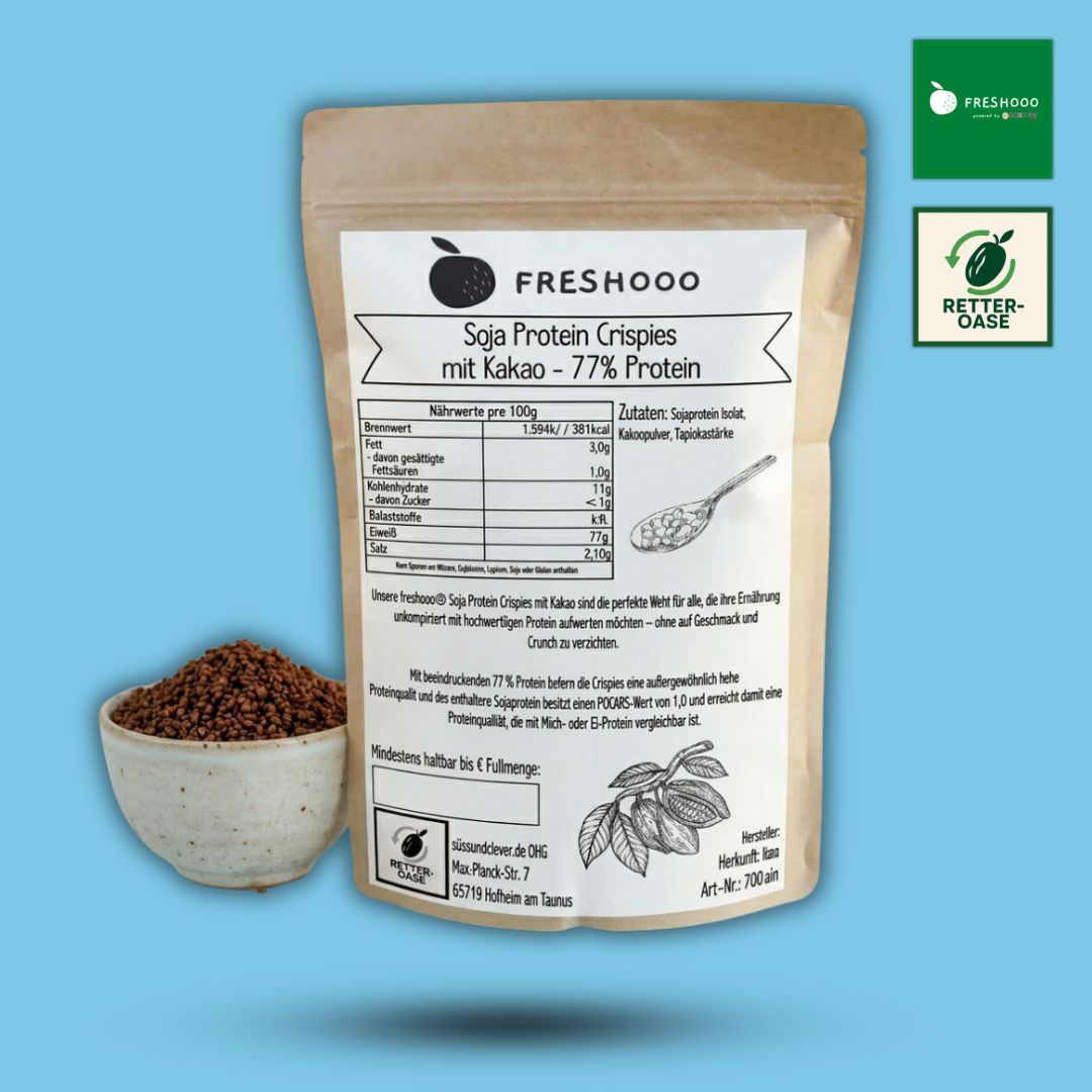 freshooo® Soja Protein Crispies | mit Kakao | mit 77% Protein