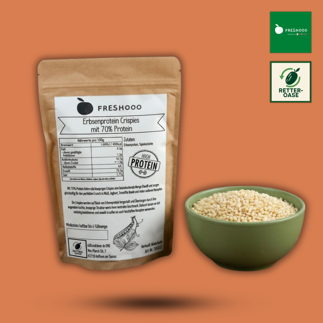 freshooo® Erbsenprotein Crispies | mit 70% Protein