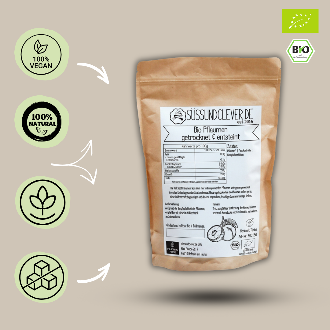Bio Pflaumen | getrocknet & entsteint | fruchtig-süß