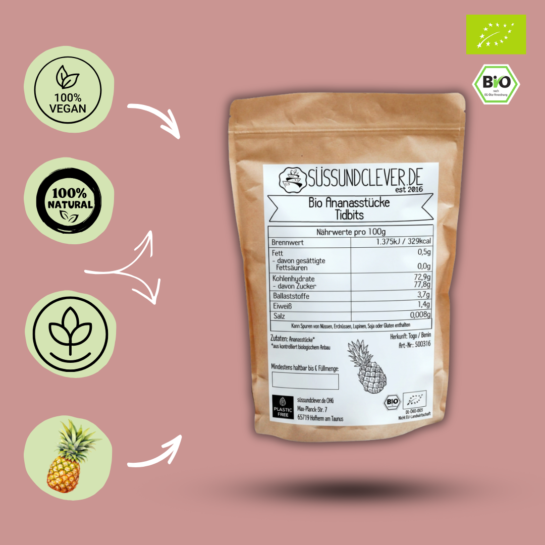 Bio Ananasstücke | Tidbits | soft | ungeschwefelt & ohne Zuckerzusatz