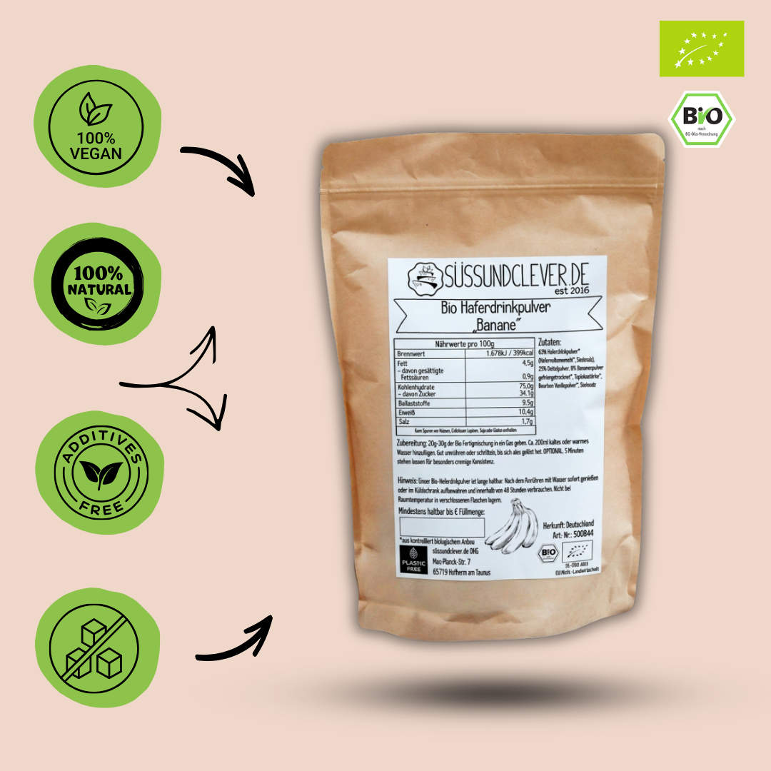 Bio Haferdrinkpulver | Banane mit Dattelsüße | vegan