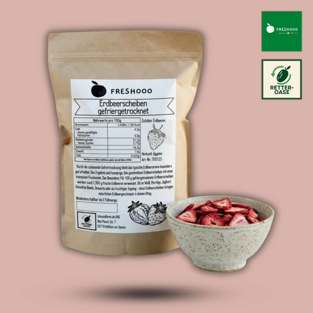 freshooo® Erdbeerscheiben gefriergetrocknet | fein & aromatisch | 100% Erdbeeren